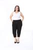 Women's Style Plus Size Pants Comfortable Black Elastic Waist Combed Capri Pants
