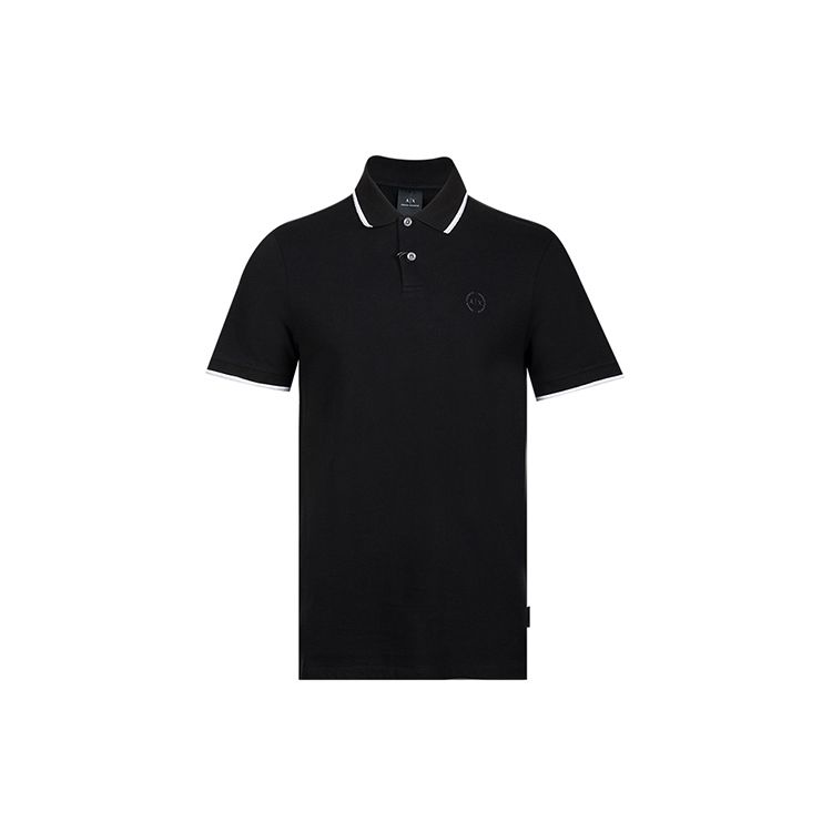 Armani Exchange Solid Color Logo Embellished Casual Loose Fit Short Sleeve Polo Shirt Men tops Black 8NZF75-Z8M5Z-1200