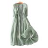 Women's clothing fungus edge lace-up waist medium and long travel dress summer casual dress new fashion trend