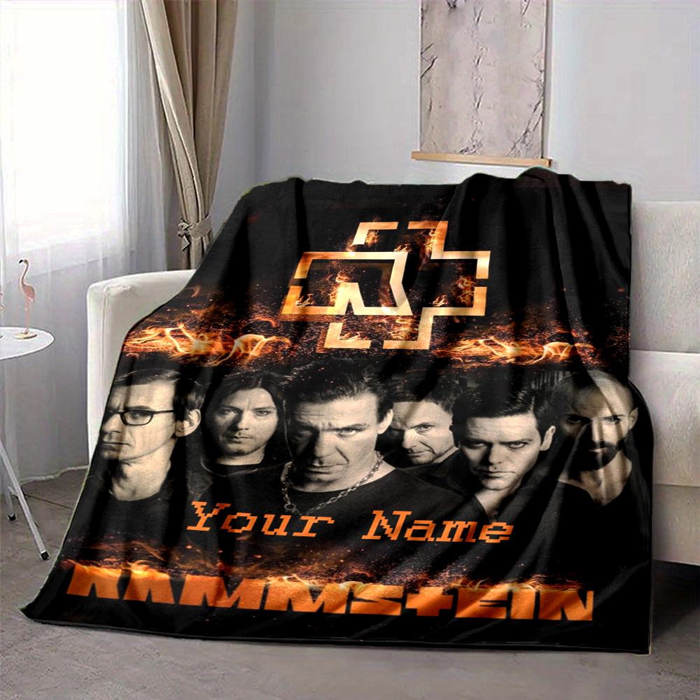 Custom 1pc Rammstein Metal Music Poster Blanket, Soft And Comfortable Blanket, Casual Warm, Camping Travel Blanket, Birthday Gift Q9122009