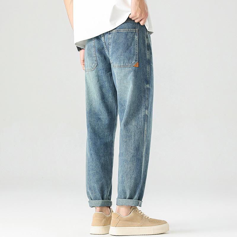 

Весенне-летний джинсовый тренд Японские свободные прямые повседневные брюки микро-харлан 38 синий