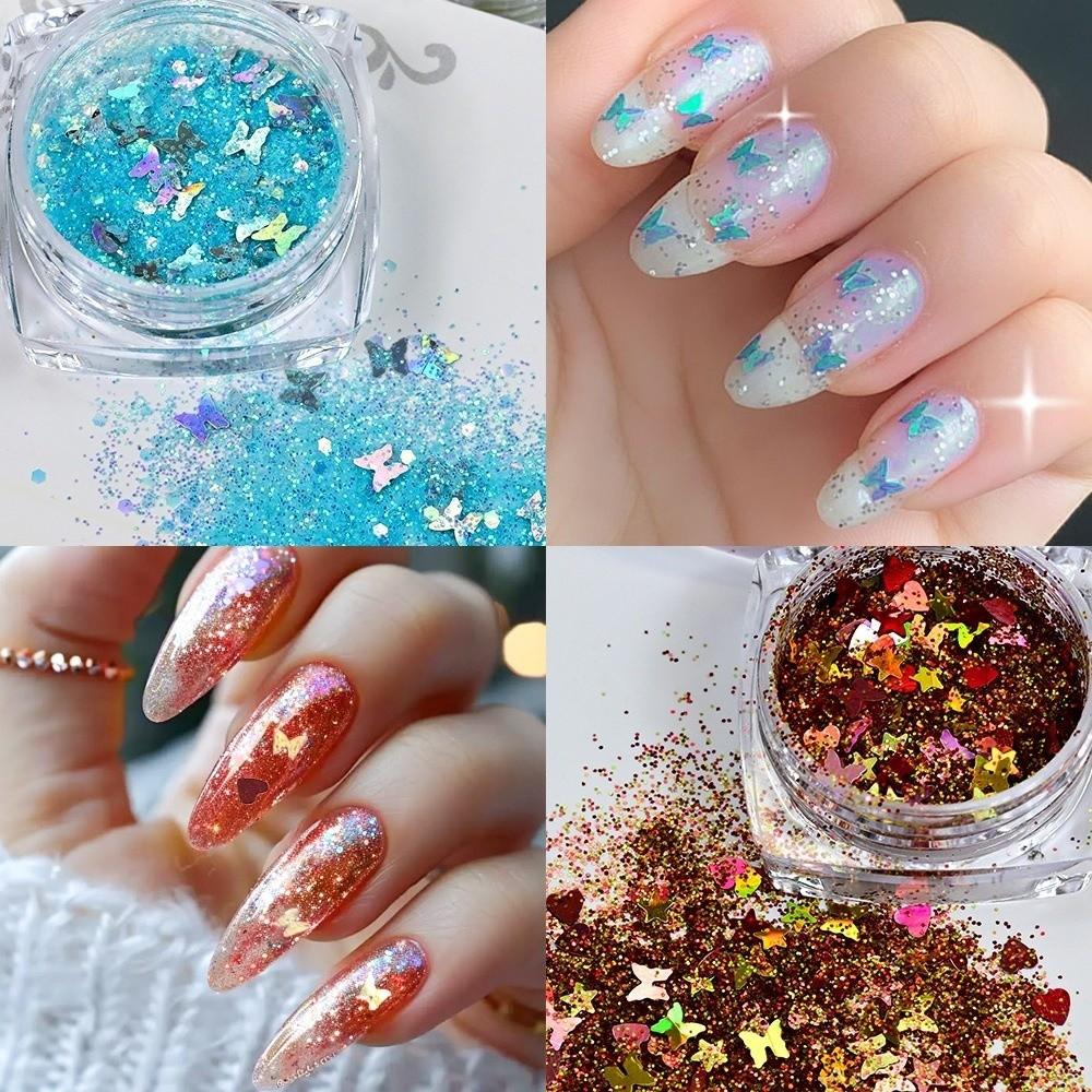 Creative Ultra-Thin Nail Glitter Sparkly Multicolor Nail Sequins Turtle Scales Flakes Nail Art Powder 3D Decoration