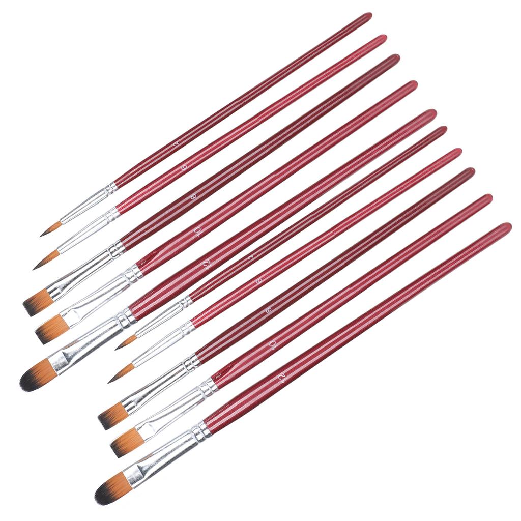 10pcs Artist Paint Brush Set Oil Acrylic Watercolor Gouache Painting Drawing Brush SetBurgundy