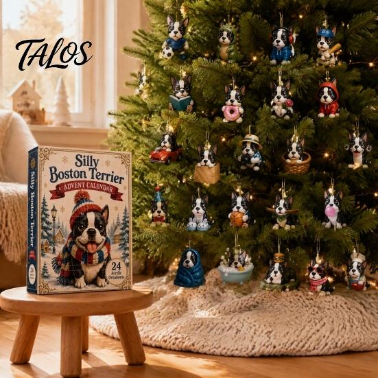 Pet Themed Holiday Party Supplies 24 Day Dog Advent Calendar, Cute 2D Flat Chihuahua Hanging Ornaments, Calendar Different Acrylic Pendants