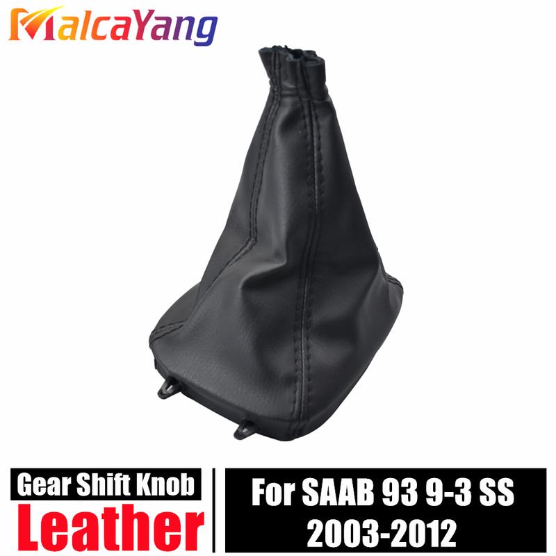 PU Leather Gear Stick Shift Shifter Knob Cover Boot Gaiter For SAAB 93 9-3 SS 2003-2012 car styling