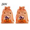 Lightweight Candy Carriers 2Pcs Halloween Pumpkin Drawstring Bags for Treats, Retro Burlap Pattern Party Favors Trick or Treat Bags, Portable