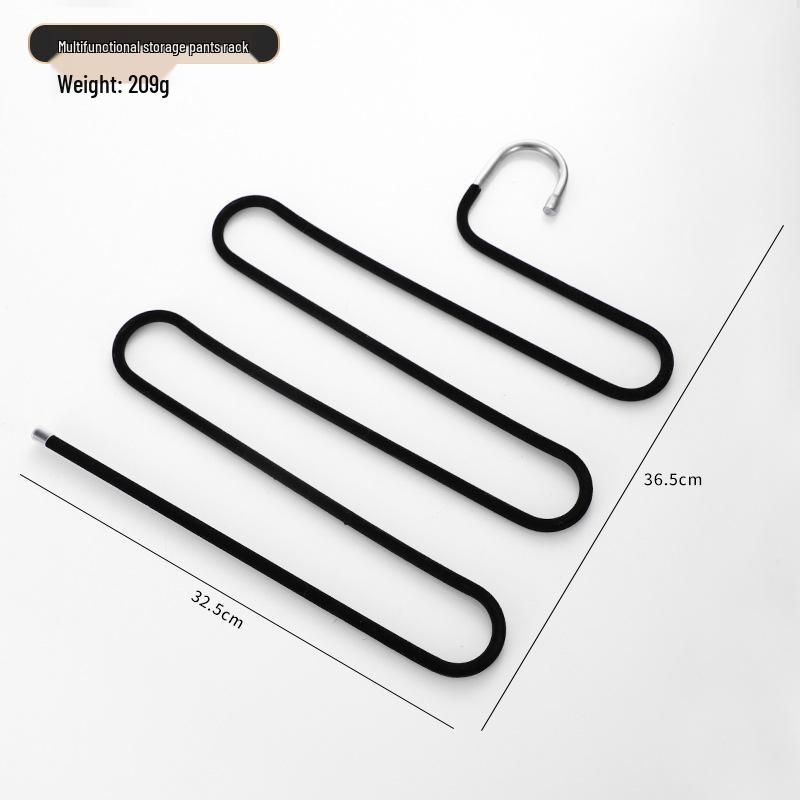 Stainless Steel S-Shaped Multi-Layer Folding Pants Hanger - Non-Slip, No-Trace Storage Solution for Home and Dormitory.