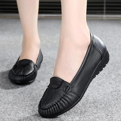Größe 34–43 Frühling Damen elegante Loafer aus echtem Leder Damenschuhe flacher niedriger Absatz runde Zehenpartie Slip-On Fahrschuhe