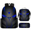 2026 Cross Border New Mechanical Wind Backpack Three Piece Set for Students, Large Capacity Backpack, Ice Bag, Pen Bag