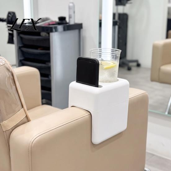 Professionelt Styling Station Tilbehør Frisørstol Armlæn Bakke, Hår Opbevarings Organizer med Telefon/Kopholder, Plast Skønheds Arbejdsplads Sidebord til