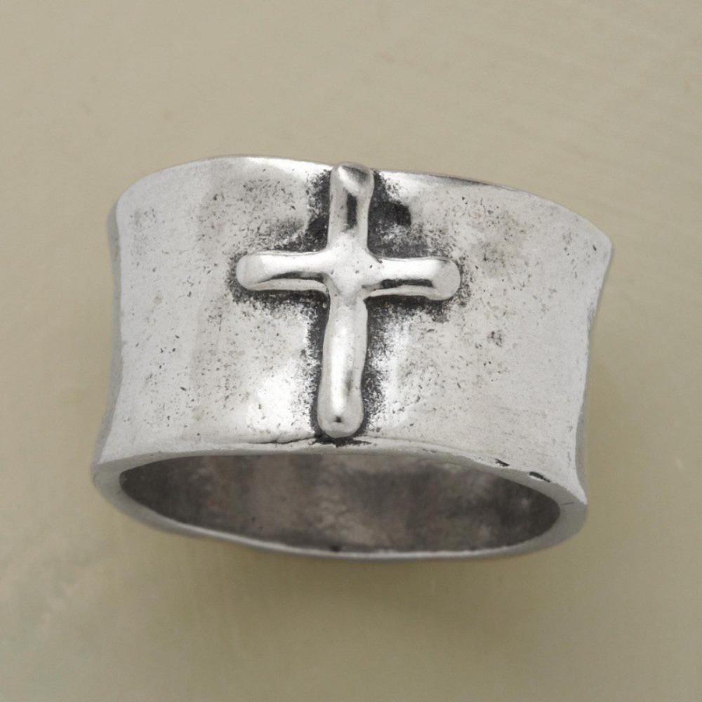 Luxury 2025 Silver Wide-faced Ring Retro Cross Shape Popular Jewelry Unisex