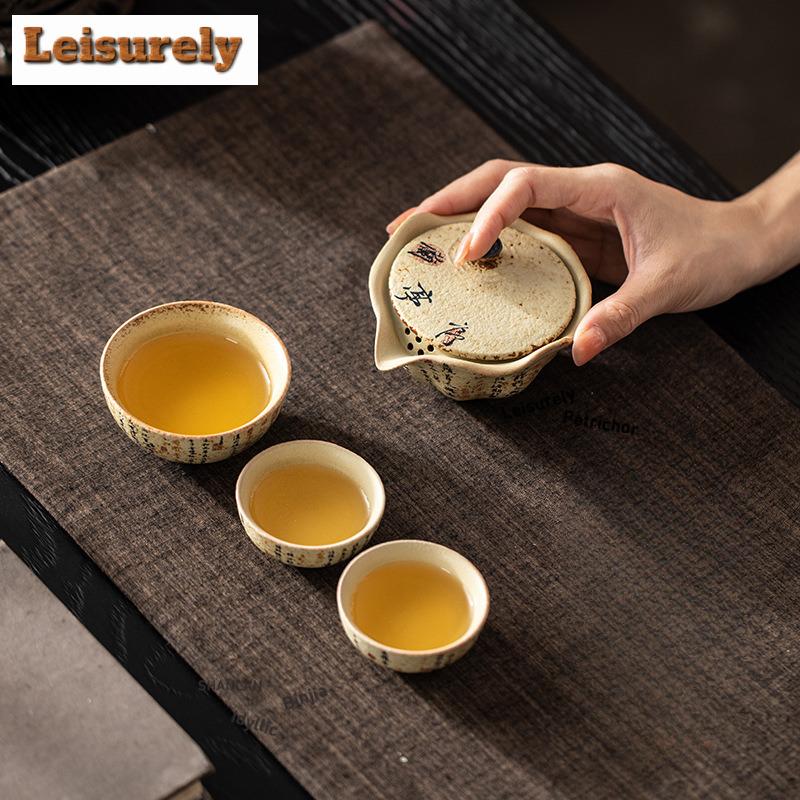 Blue And White Firestone Red Tea Set Complete Set Luxury Tea Ceremony Set Tea Soaking Teapot And Tea Cup Set Tea Services Craft