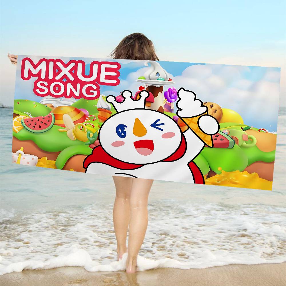 Cute M-Mixues Ice Cream & Tea Logo Big Microfiber Beach Towels Quick Dry Towel Sand Beach Towels Pool Towel for Travel Yoga
