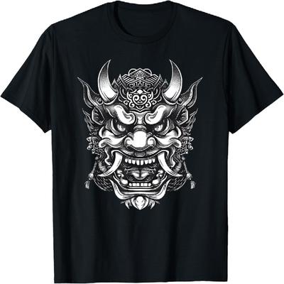 Demon Oni Mask Japanese Aesthetic T-Shirt(3)