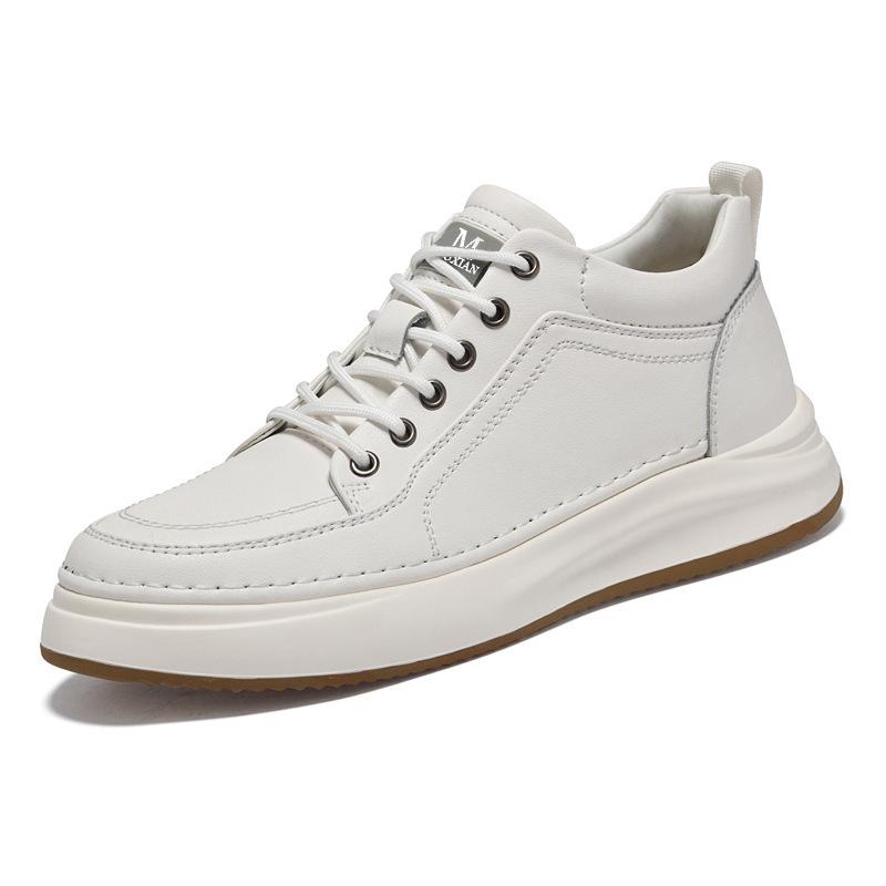 First Layer Cowhide Little White Shoes Men's Spring and Autumn Leather Business Board Shoes Men's Mid-top Retro Leather Shoes Men's Suit Men's Shoes