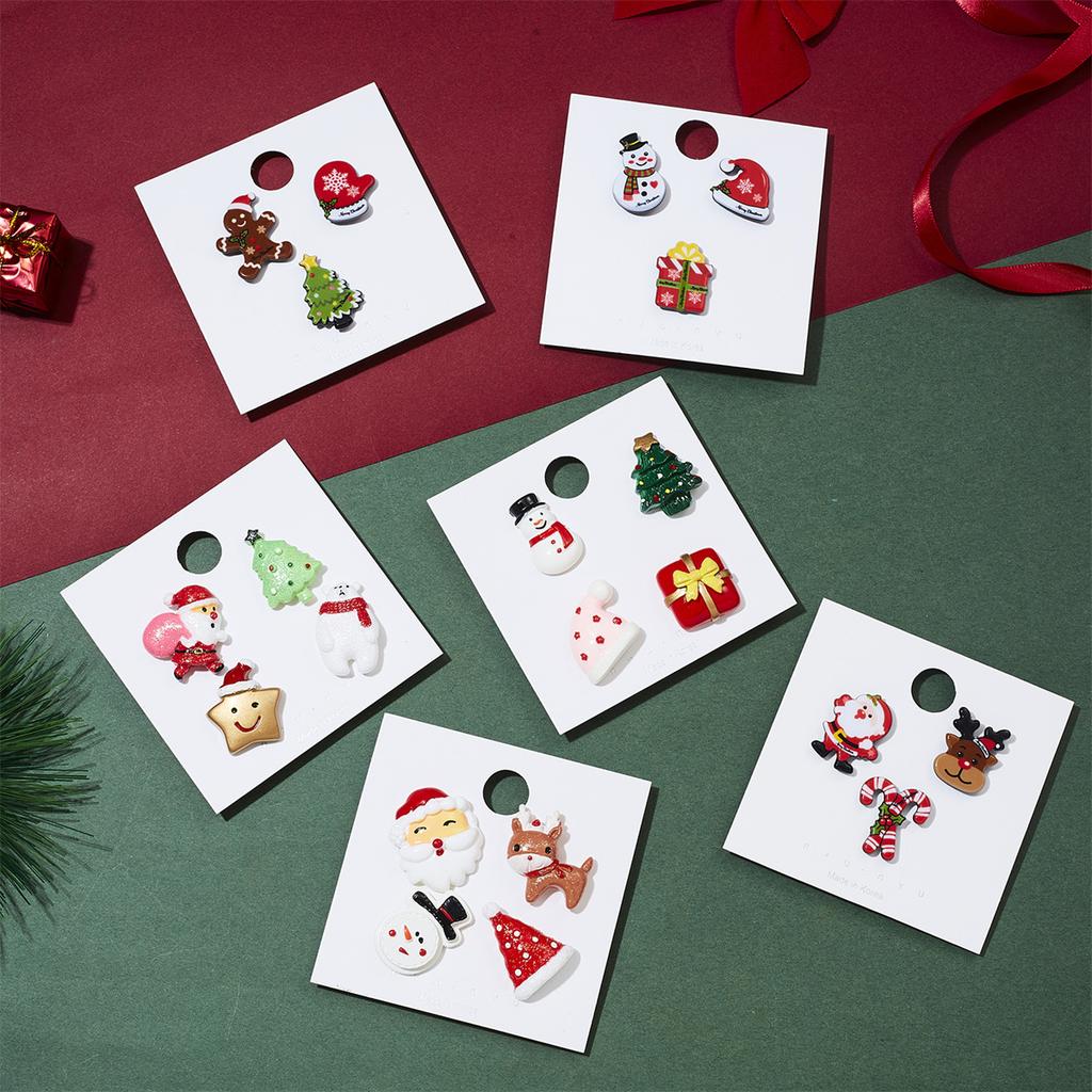 3/4pcs/set Christmas Badge Brooches Exquisite Santa Claus Tree Bell Elk Snowflake Enamel Brooch Pins For Women Men New Year Gift