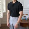 Polo a Maglia a Righe Verticali da Uomo Estate Nuove Slim Monocolore Traspiranti Colletto a Revers Business Manica Corta Polo Top