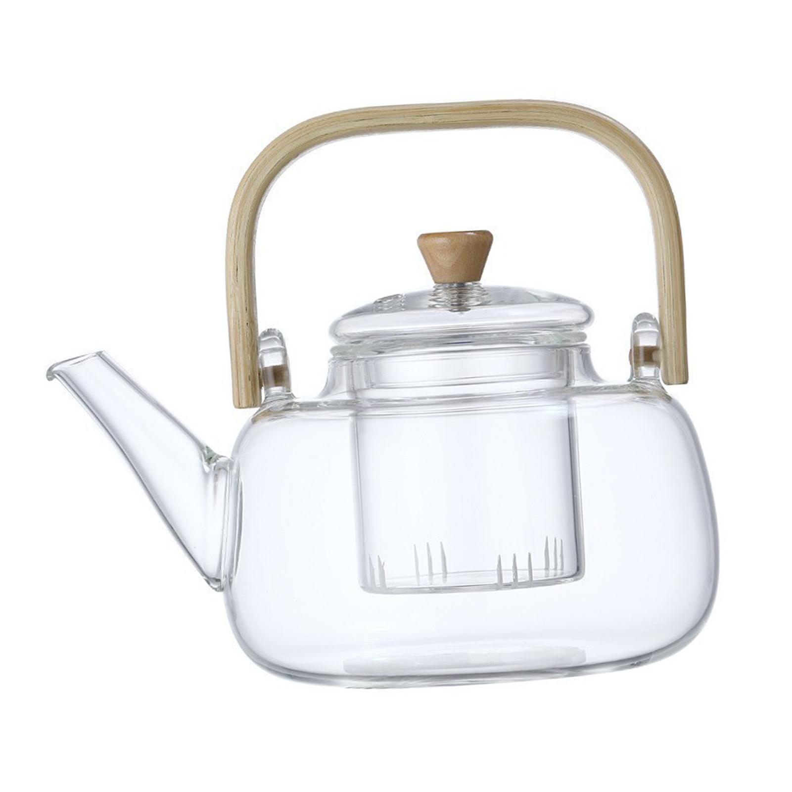 

Household Teapot 1000ml Large Capacity Multifunctional Borosilicate Teapot with Bamboo Handle