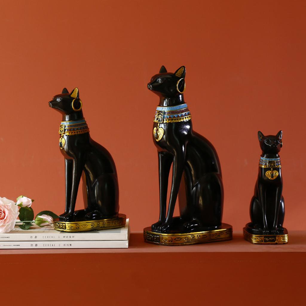 Creative Exotic Style Egyptian Cat Figurine Resin Handicraft. Practical Decorative Book Stand Candle Holder Soft Furnishing Gift.