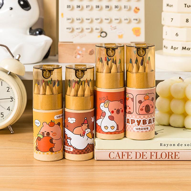 12 Adorable Capybara Pencils With Sharpeners And Straight Tips, Perfect For Schools, Offices, And Student Stationery