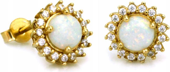 585 Gold Earrings Subtle with Light Opal 3.07 G Modern Design 14k