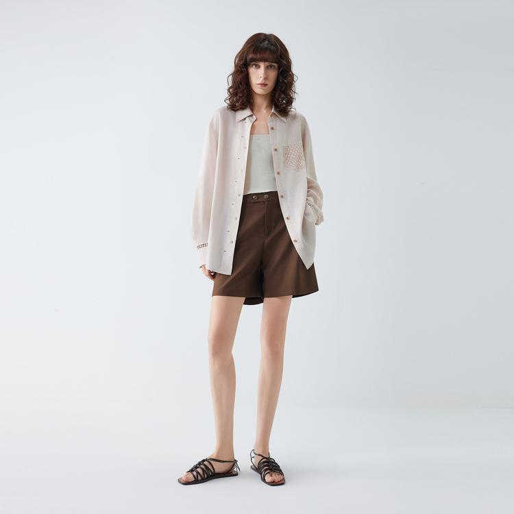 ELLE Elegant Textured Commuter Long Sleeve Shirt Women shirts EC52456