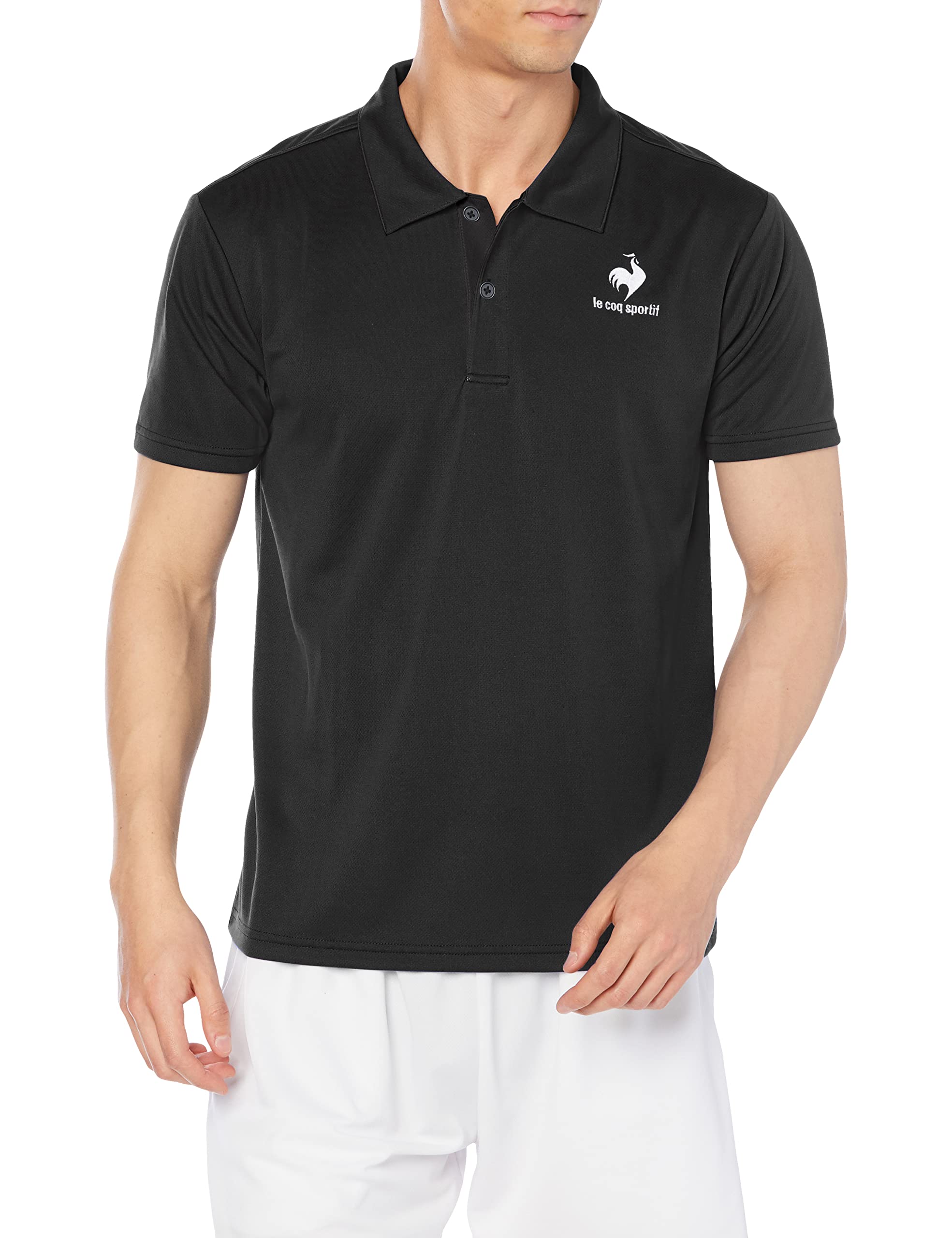 

Coq polo collared UV BLK L [Le Sportif] Short-sleeved shirt, shirt, sweat-wicking, quick-drying, stretchy, one-point training, men s, protection, (новый