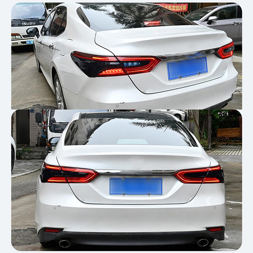Hintere Rückleuchten Dekoration Zierleiste Leuchten Abdeckungen ABS Schwarz für Toyota Camry 8. achte Generation 2018-2021 DIY Dekoration Abdeckung