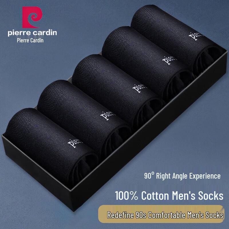 Pierre Cardin Men's Pure Cotton Business Mid-Calf Socks - 5 Pairs