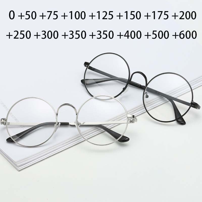 Metal Hyperopia Diopter SPH +0.5 +1 +1.5 +2 +2.5 +3 +3.5 +4 +4.5 +5 +6 Round Frame 1.56 index Green Coated Lens Reading Glasses