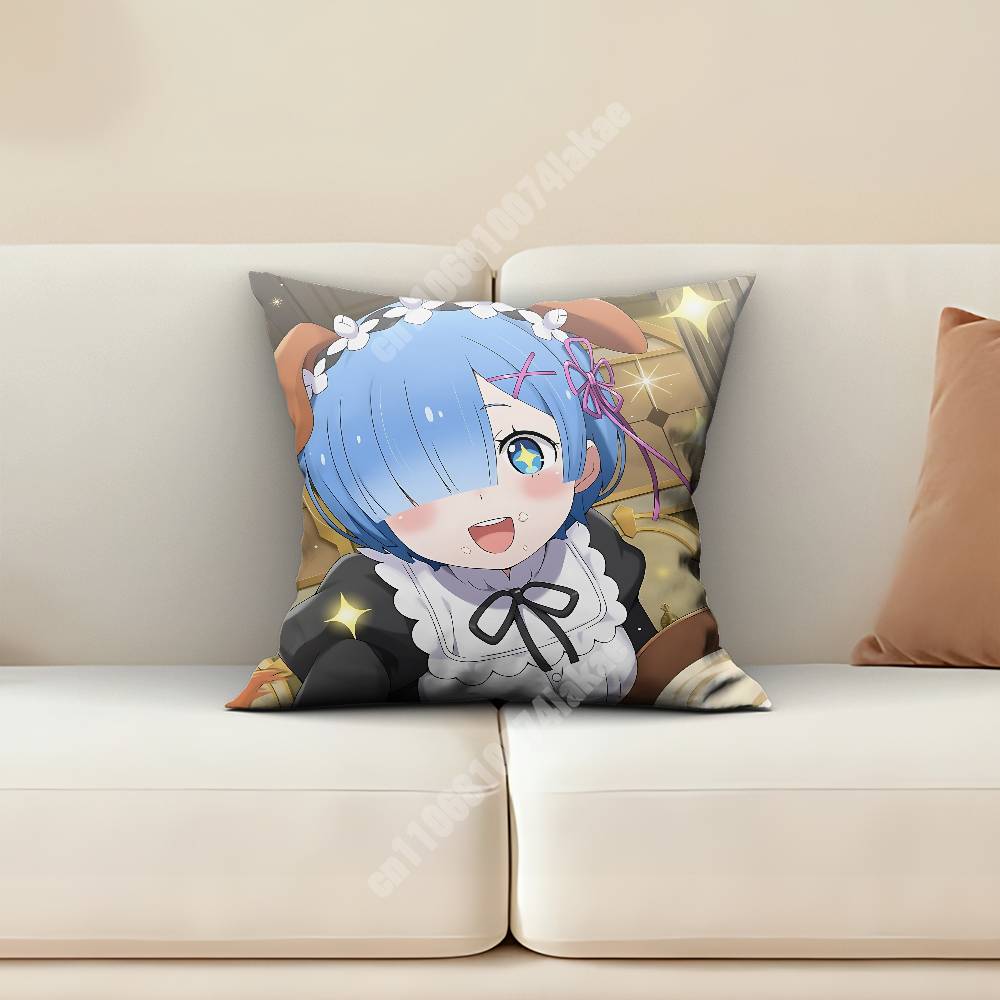 Rem Re Zero Pillow Cover Cushion Case Sofa Couch Modern Apartment Decor Family Furnishing