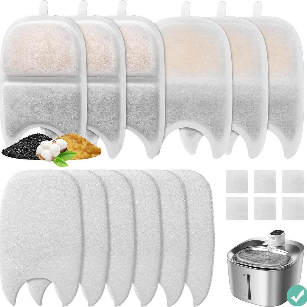 Set da 12 Filtri e Spugne di Ricambio per Fontana d'Acqua per Gatti Feelneedy 4L 135 fl oz Fontana d'Acqua in Acciaio Inossidabile per Animali Domestici YPD C004P YPD C004S