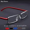 May Flower Metal Anti-Blue Light Reading Glasses Men Half Frame Prescription Eyeglasses Male TR90 Eyewear With Case Óculos +1.75