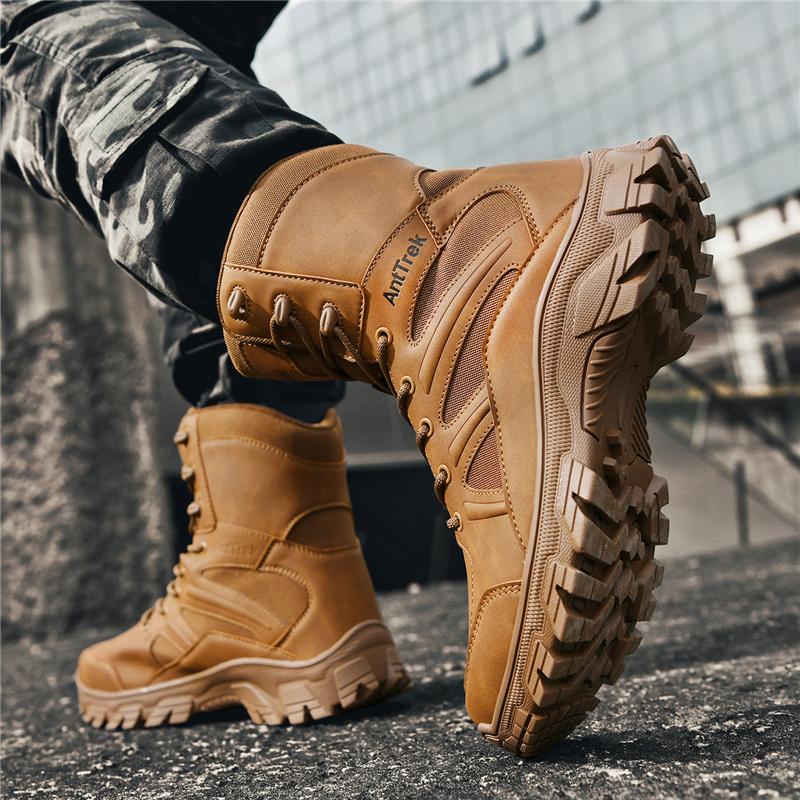 Fashion Male Comfortable High Top Hiking Shoe All-match Male Basic Boots Outdoor Leather Casual Shoes Fashion Men's Motorcycle Boots