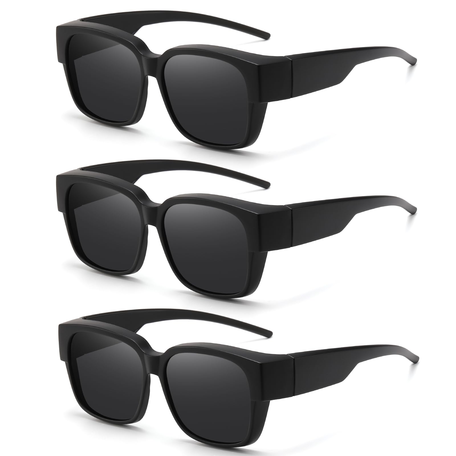 3 Pack Fit Over Glasses Sunglasses for Men Women Polarized, Trendy  Sunglasses Wear Over Glasses, UV Protection black