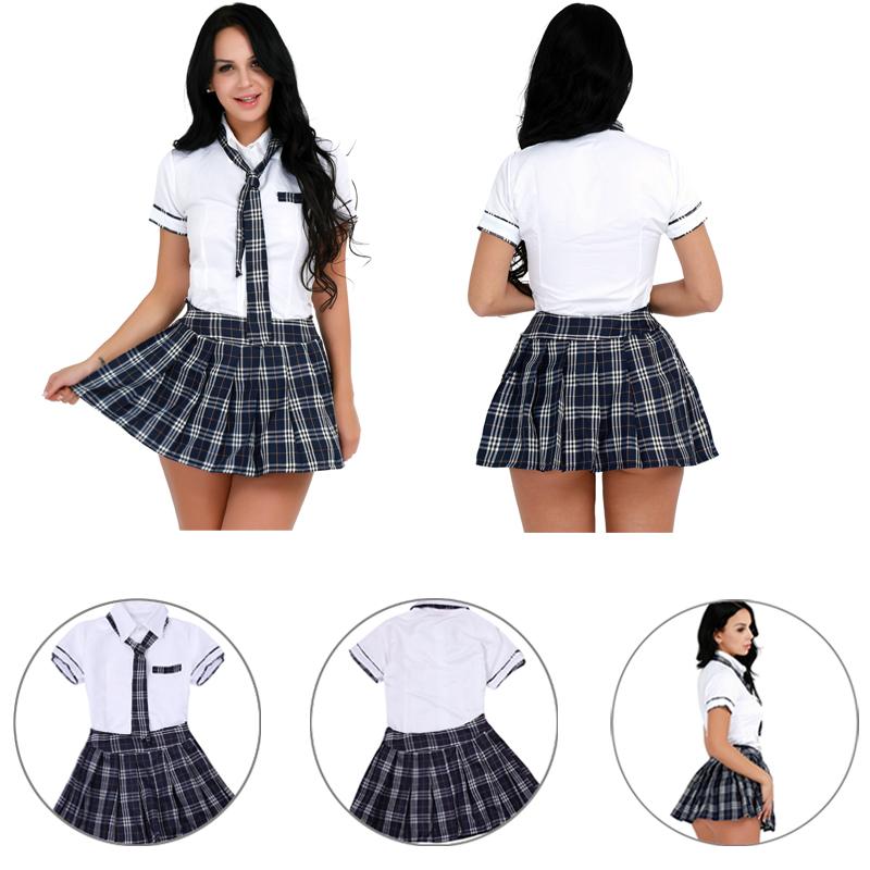 

Комплект школьной формы для женщин и девочек, костюм для косплея, галстук, топ, рубашка с клетчатой юбкой XXXL темно-синий