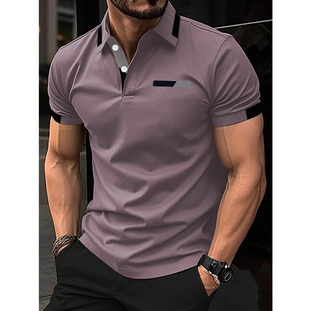 Manfinity Homme Chemise Polo Casual Manches Courtes Color-Block d'Été pour le Trajet