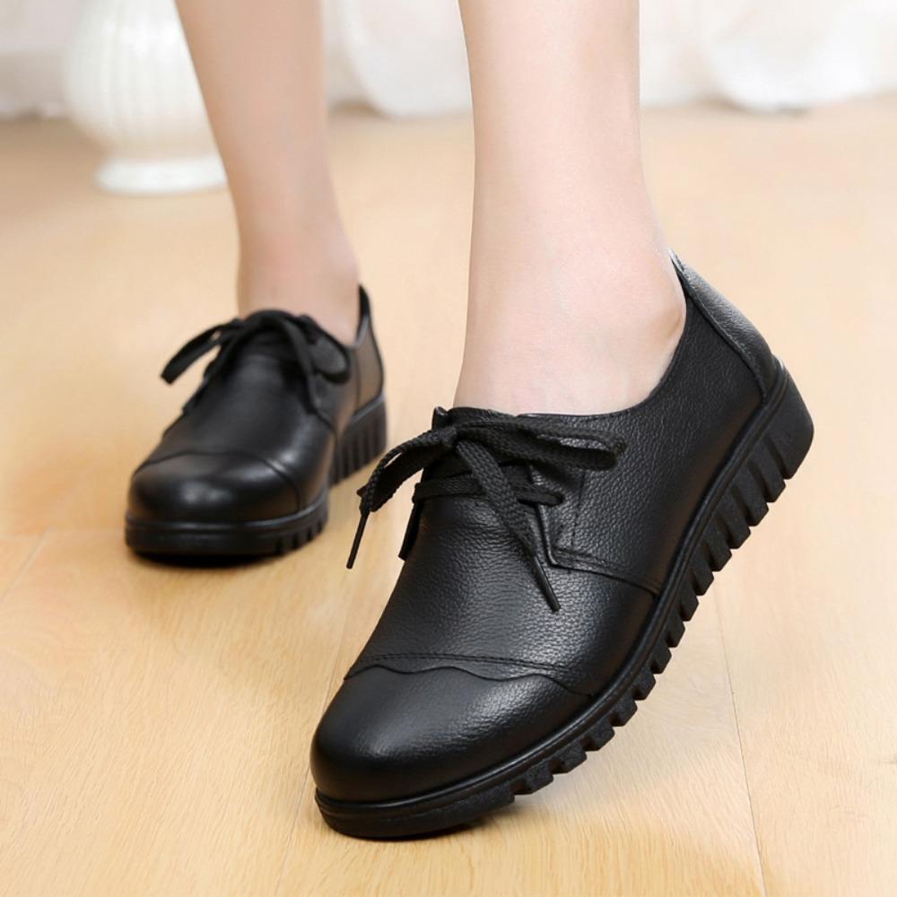 Woman Shoes New Leather Round Head Flat Shoes Women's Loafers Soft Sole Women's Single Shoes