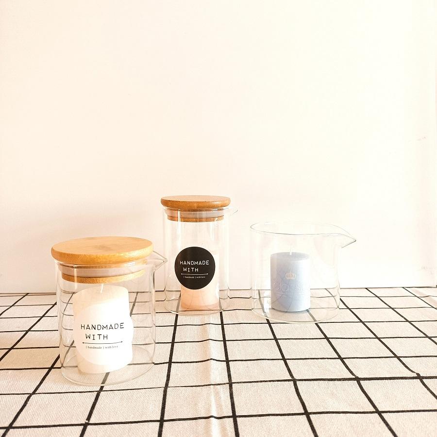 clear Glass Holder Heat Resistant Unique Glass Candle Jar with Spout (as the picture,65*80mm)