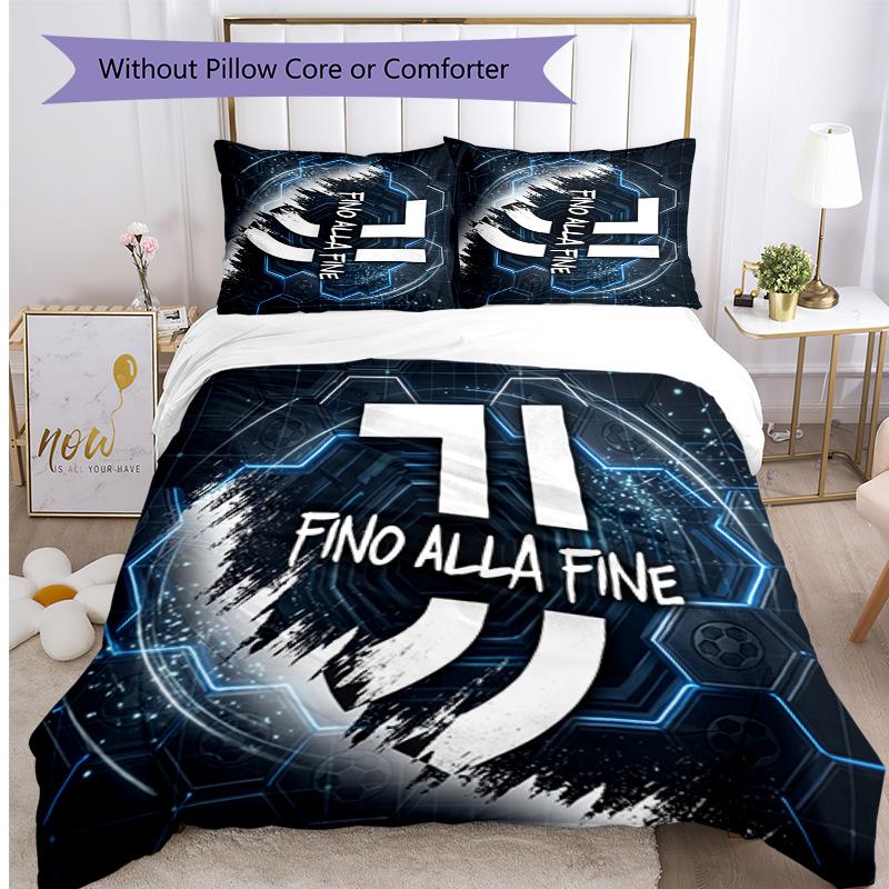 Set Biancheria da Letto 3 Pezzi con Stampa Pattern Juventus FC Morbido Delicato sulla Pelle Lavabile Copripiumino e Federe Set Stagione Unica Camera da Letto