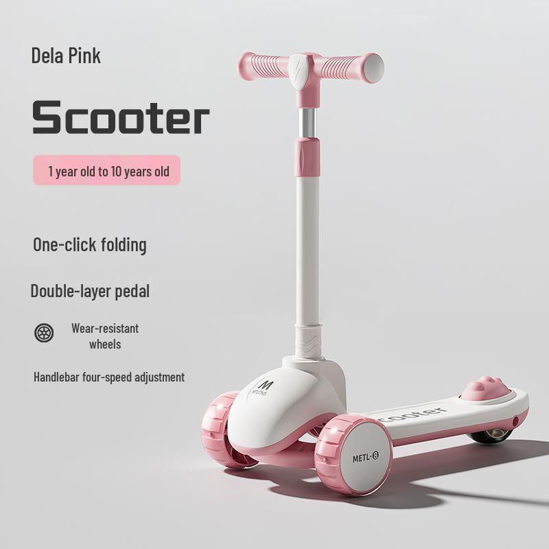 Folding Kids' Scooter with Seat, Ages 1-10, for Boys and Girls
