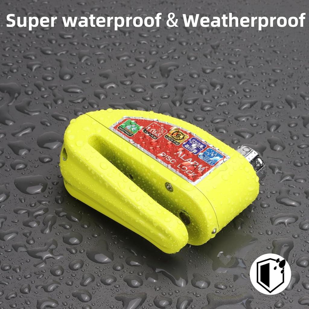 Alarm Disc Lock Disc Brake Lock Disc Lock Anti-Theft Super Waterproof 110db Alarm Sound Tape 59.6 Inch(about 150.1 cm)Reminder Cable 2 Allen Wrench