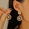 Personality Metal Lion Bee Stud Earrings with Rhinestones for Women Fashion Drip Oil Round Geometric Earrings Neo-Gothic Jewelry