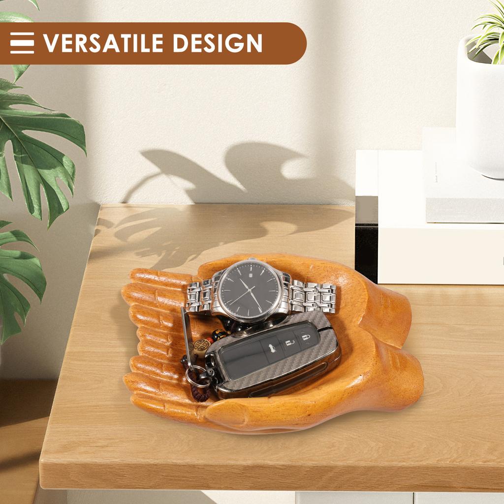 Wood Carved Hand Decorative Bowl Table Aesthetic Crystal Stones Hand Holder Versatile Crystal Offering Hand for Entryway