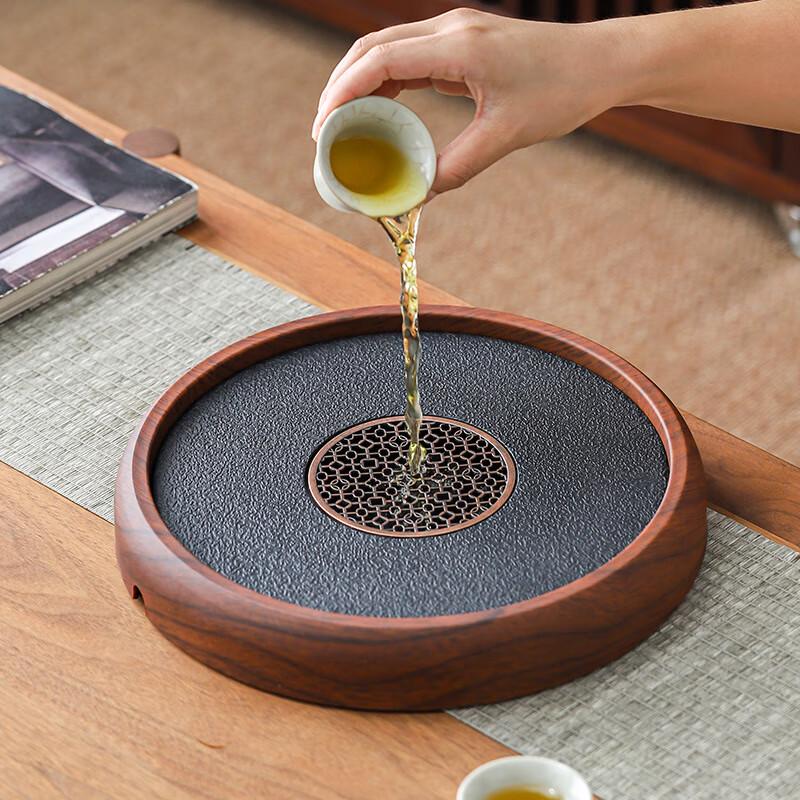 Zhinianhua Imitation Rosewood Round Kung Fu Tea Tray