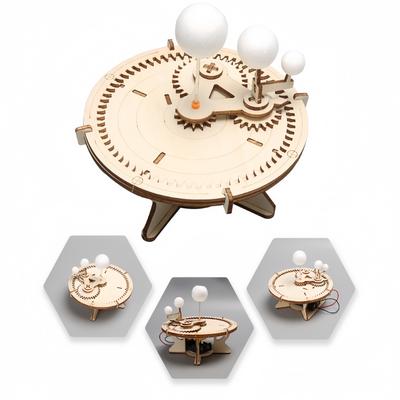 DIY Solar System Model Kit - Wooden Puzzle Mechanical Set Sun Earth Moon Planets Educational Scien Toy for Kids Gift