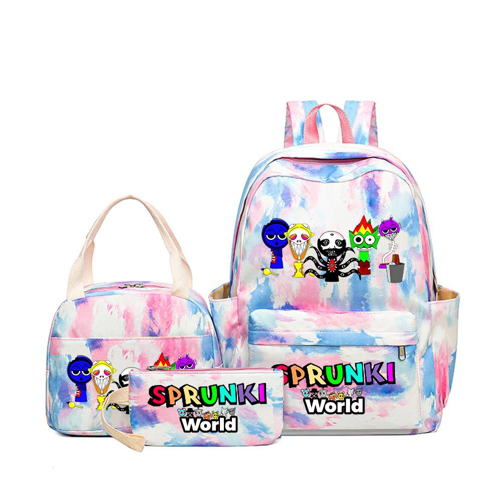 Rhythm Box Music Game Heat Transfer Backpack Sprunki Primary and Secondary School Students Children's Cute Schoolbag Three-piece Set