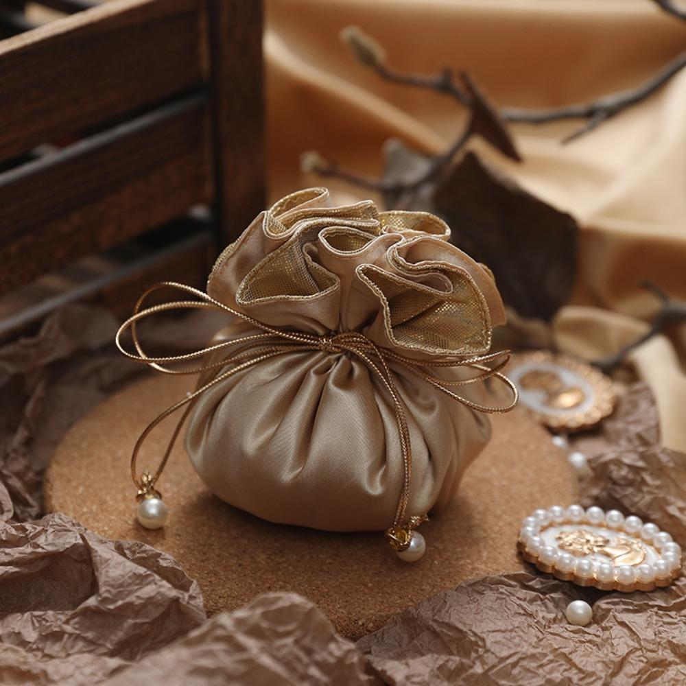 4Pcs Portable Candy Packaging Bags Exquisite Velvet Storage Bag Reusable Drawstring Bag  Party Decor