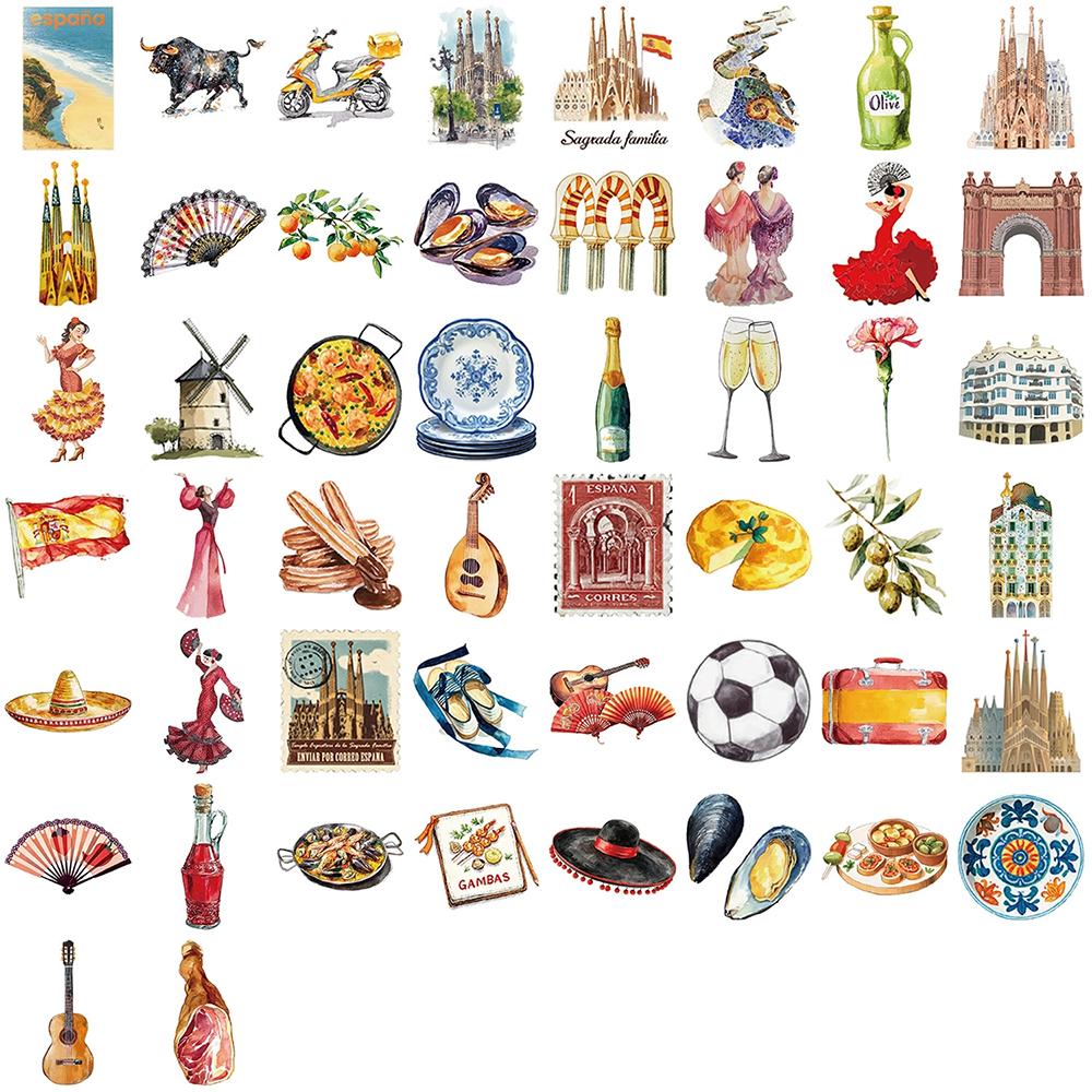 10/30/50pcs Spanish Aesthetics Cartoon Art Aesthetic Stickers Graffiti Laptop Scrapbooking Phone Waterproof Decals Toys