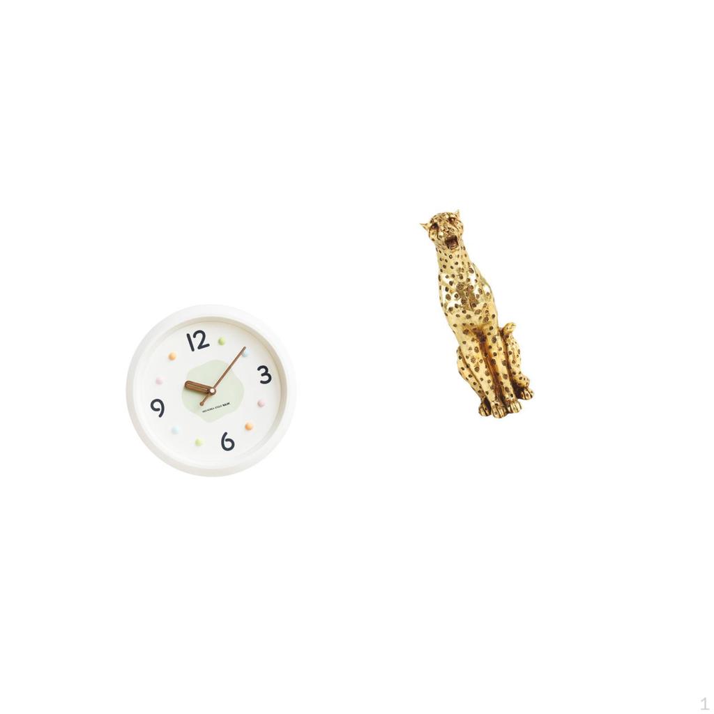 Modern Clock Cheetah Sculpture Decorative Hanging Centerpiece Quiet Large Numerals Tabletop Ornament